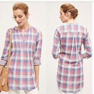 Anthropologie Holding Horses Plaid Tunic Top XS 0